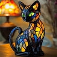 thumbnail image 1 of Cat Lamp, Cat Lamp Stained Glass,Retro Cats Stained Resin Tabletop Night Light,3D Cute Pet Led Table Light, 1 of 5
