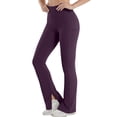 thumbnail image 2 of Ohufall Womens Flared Leggings Slit Hem High Waist Bootcut Yoga Pants Buttery Soft Workout Bootleg Pants, 2 of 8