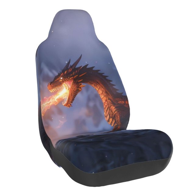 Wukai Winter Fire Dragon Full Set Car Seat Covers with Soft Padding Universal Auto Front Seats Protector and Cushion Mat
