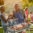 thumbnail image 2 of Foldable Charcoal Grill Portable - 16.7x10x17.7in, Stainless Steel BBQ w/Non-Stick Pan & Shelf, 25.79x11.61in Cooking Area for Camping, Picnics (8 People), 2 of 9