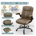 thumbnail image 6 of PU Leather Office Chair, Ergonomic Desk Chair for Home & Office, 360° Swivel, Adjustable Armrests, Heavy Duty, Earthy Yellow, 6 of 7