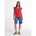 thumbnail image 3 of Time and Tru Women's Linen Pintuck Top, Sizes XS-XXXL, 3 of 6