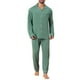 thumbnail image 1 of INSPIRAR CHIC Conjunto de Pijamas Casuales de 2 Piezas de Manga Larga Color Sólido con Botones para Hombre S Verde Claro, 1 of 5