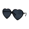 thumbnail image 3 of Womens Oversize Heart Shape Beveled Jewel Lens Sunglasses All Black, 3 of 4