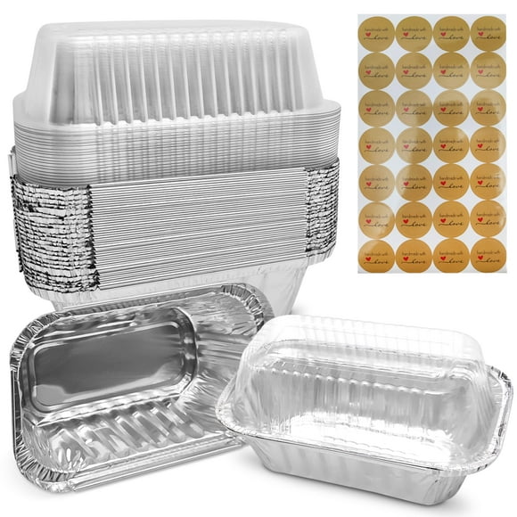 Mini moldes para pan Mwnxia, paquete de 50, aluminio, 15 x 9 x 5 cm