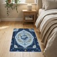 thumbnail image 3 of ODIKA 2'x3' Washable Accent Rug Pet Friendly, Bedside Mat Cartoon Animal Nautical Anchor Border Design Whale Sea Turtle Playful Expressive for Bedroom, Nursery, RV, 3 of 7