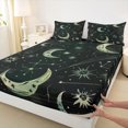 thumbnail image 5 of Homewish Hippie Moon Print Queen Sheets, Horoscope Astrology Queen Sheet Sets, Black Green, 4pcs, 1 Flat Sheet, 1 Fitted Sheet and 2 Pillowcases, 5 of 6