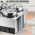 thumbnail image 6 of VEVOR Electric Soup Warmer, Four 7.4QT Stainless Steel Round Pot, 1500W Commercial Food Warmer, 86~185°F Adjustable Temp, Bain Marie with Anti-Dry Burn and Reset Button, for Restaurant, Buffet, 6 of 10
