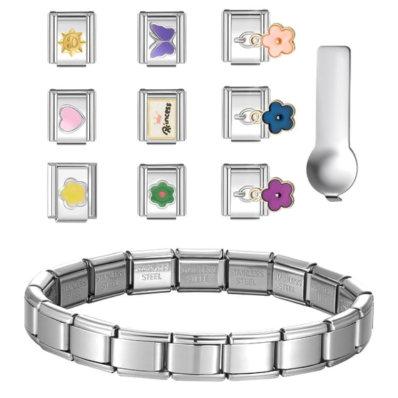 Italian Charm Link Bracelet Jewelry Making Part Module Accessaries Stainless Steel Texture Bracelet Making Supplies