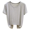 thumbnail image 2 of TODOZO Modal Striped T Shirts for Women Womens Short Sleeve Tops Striped Short Sleeved T Shirt for Women In Summer Worn Large Size To Show Off Weight. Half Sleeved Knitted Base Shirt, 2 of 7