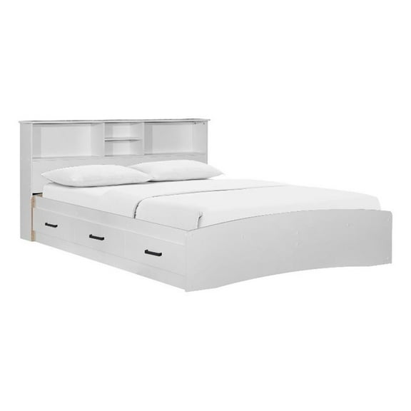 Pemberly Row Modern / Contemporary Wooden Full Captains Bed in White