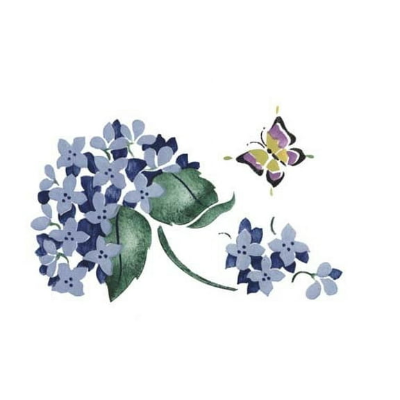Hydrangea and Butterfly Wall Stencil SKU #2998 by Designer Stencils
