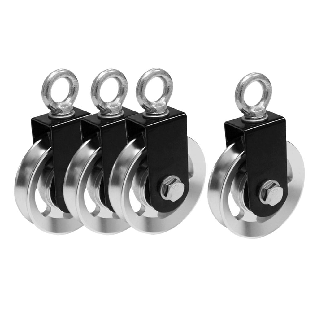 4X Stainless Steel Pulley Heavy Single Wheel Swivel Lifting Rope Pulley Block 
