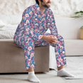 thumbnail image 7 of Naloa white flower Skull blue Men’s Pajamas Set - Long Sleeve Button Down Sleep Shirt and Pajama Bottoms Sleepwear Set-Large, 7 of 7