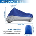 thumbnail image 2 of Motorcycle Cover All Season Universal Weather Waterproof Sun Outdoor Protection with Storage Bag Fits Up to 96.46'' Moto Cover XL Blue Silver Tone, 2 of 7