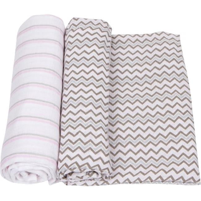 Miracle Blanket 20445 Pink With Gray Stripes Baby Swaddle Blanket
