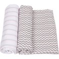 thumbnail image 1 of Pink With Gray Stripes Baby Swaddle Blanket, 1 of 1