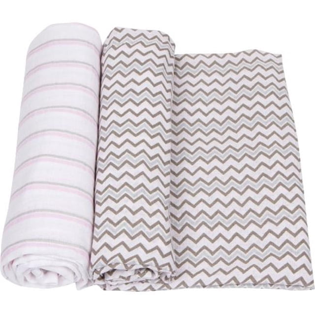 Pink With Gray Stripes Baby Swaddle Blanket