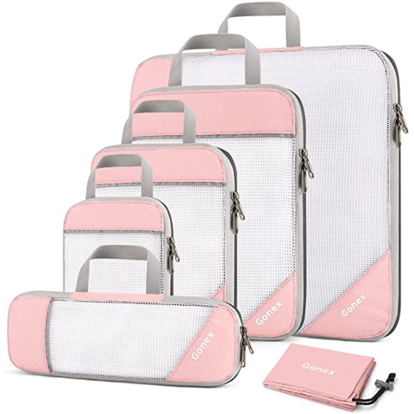 Cubes de Compression pour Emballage, 4 Pcs Organisateurs Extensibles de Sacs de Voyage de Rangement