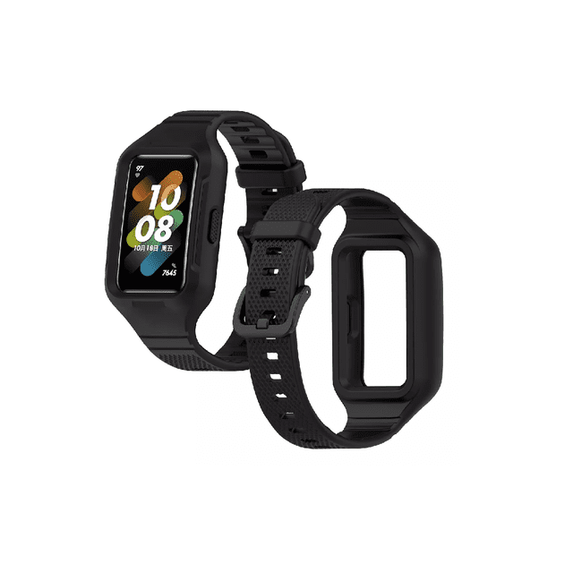 Correa Con Case Protector Para Huawei Band 8 7 6+ Mica negro