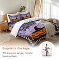 thumbnail image 7 of Halloween Pumpkin Bedding Duvet Cover Set Queen Size 4 Pieces Castle Lattice Purple Horrible Bedding Set with Zipper Closure, 1 Comforter Cover 90x92 Inches 1 Flat Sheet & 2 Pillow Cases, 7 of 7