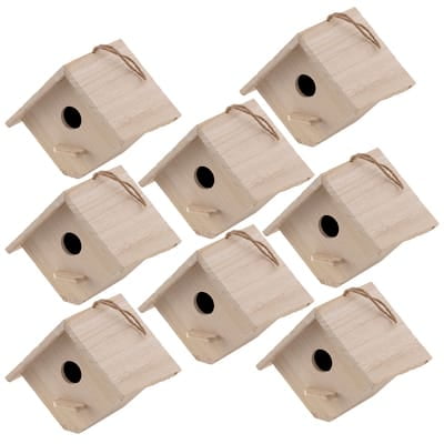 7" Wooden Hanging Wood Birdhouse by Make Market - Unfinished Hanging Birdhouse Made of 100% Wood - Bulk 8 Pack