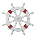 thumbnail image 2 of Rustic White Decorative Ship Wheel with Dark Blue Rope and Sailboat 18" - Wooden Ships Wheel - Boat Steering Wheel Decoration, 2 of 2
