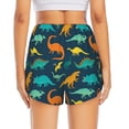 thumbnail image 4 of Xecao's Colorful Dinosaur for a double-layer running short for women, perfect for gym, tennis, and more, featuring a convenient pocket., 4 of 9