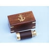 Handcrafted Model Ships Scouts Brass - Leather Spyglass Telescope 7 in. With Rosewood Box Telescopes Decorative Accent