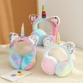thumbnail image 2 of YUANOU Coloré Unicorn Cache-Oreilles Duveteux Enfants Adorables Cache-Oreilles Oreilles de Chat Réchauffe-Oreilles Bonnets Doux en Peluche Bandeau en Fourrure Écouteurs Cache-Oreilles(A), 2 of 7