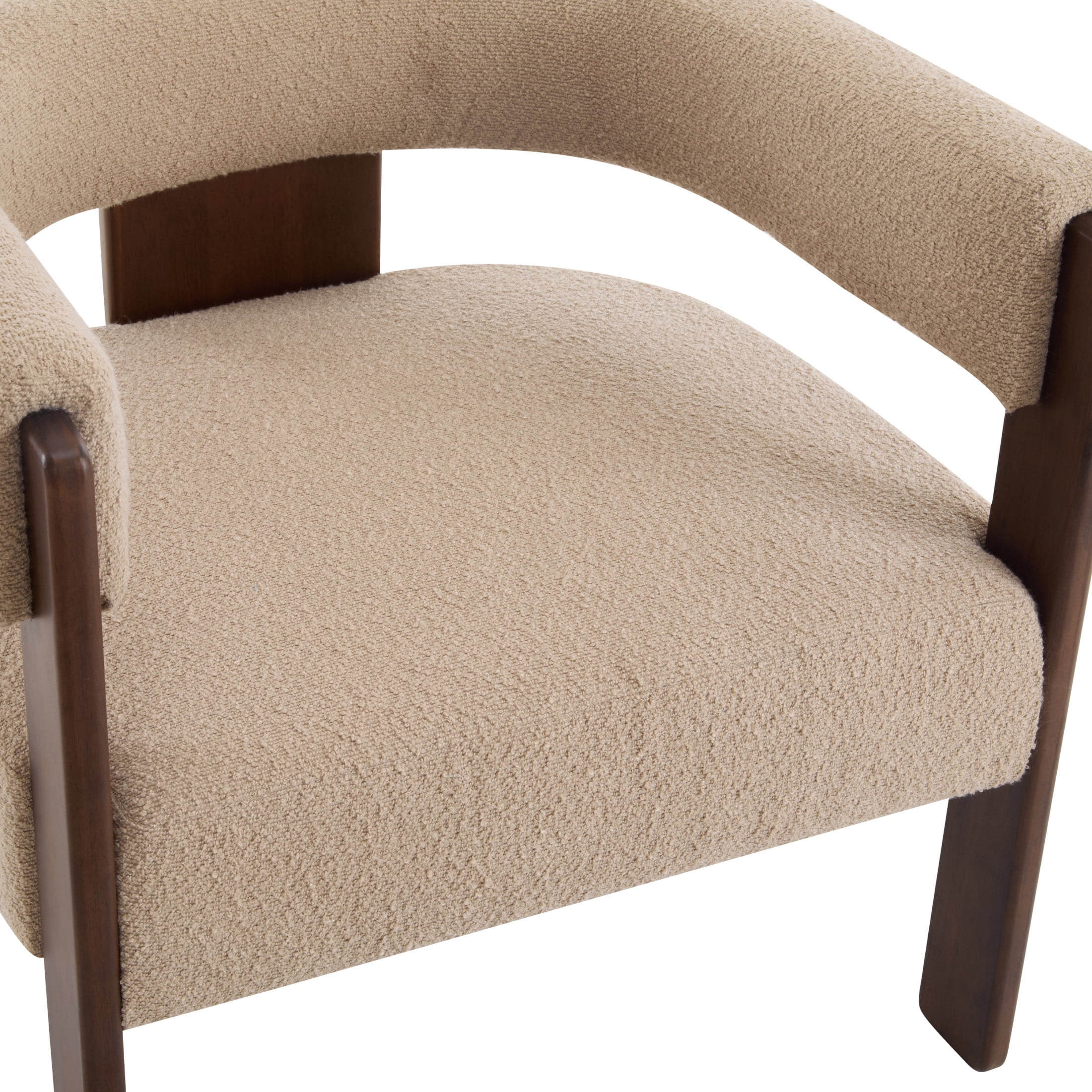 Christopher Knight Home Modern Boucle Upholstered Accent Armchair with Barrel Back, Wood Legs, Light Camel, Set of 2