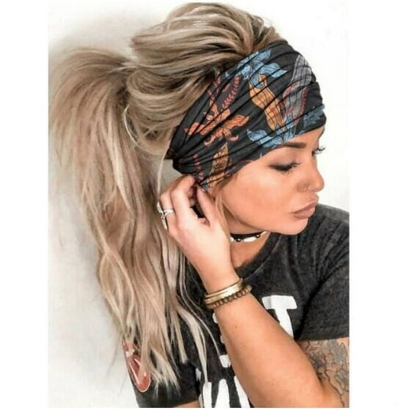 Head Wrap Headband Women Solid Color Headband Elastic Wrap Hair Band Bandana