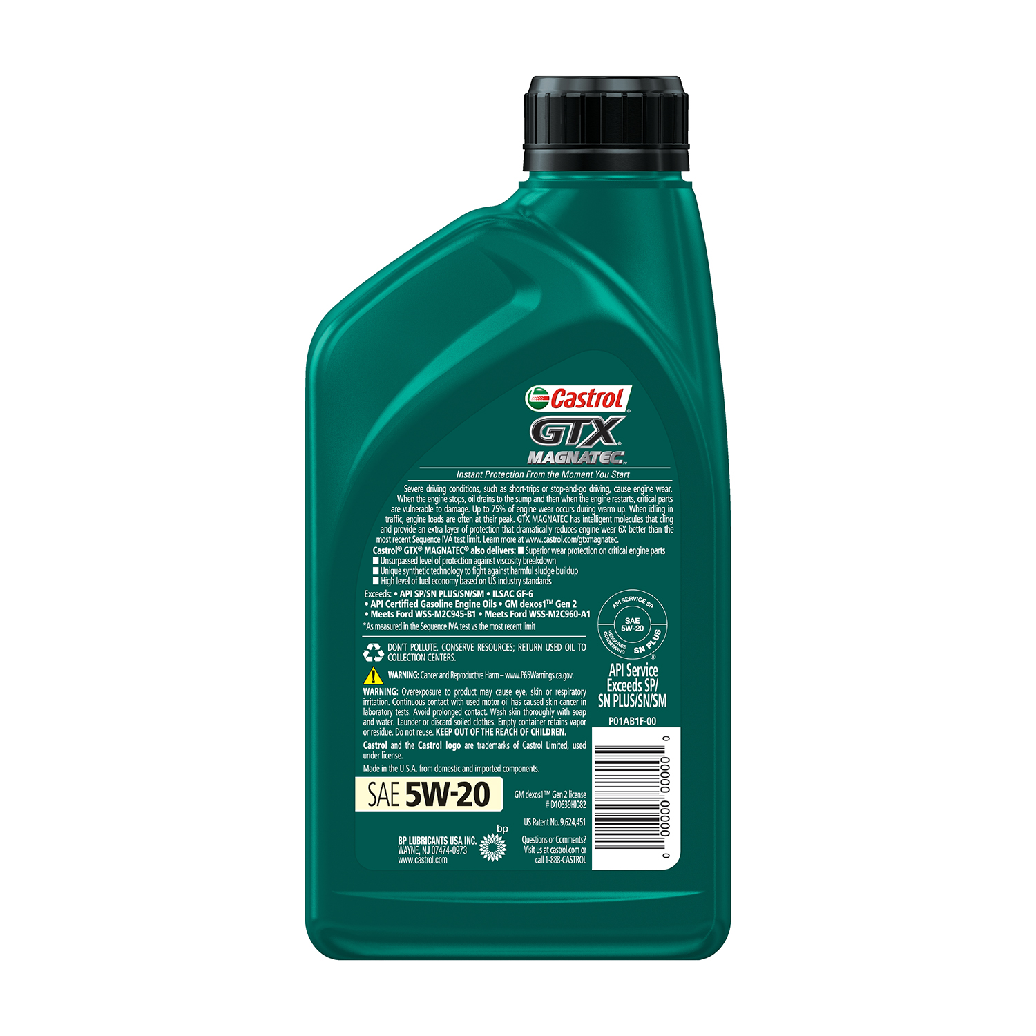 Castrol GTX MAGNATEC 5W-20 Full Synthetic Motor Oil, 1 Quart
