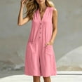 thumbnail image 2 of Tqcoqu Overall Shorts for Women,Sleeveless V-Neck Button Down Romper,Casual Loose Fit Summer Short Jumpsuit with Pockets,Pink Women's S-XXL, 2 of 9