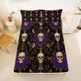 thumbnail image 5 of Homewish Vintage Death Skull Queen Sheets,Purple Flowers Queen Sheet Sets,Goth Halloween Bed Set,4-Piece,1 Flat Sheet, 1 Fitted Sheet and 2 Pillowcases, 5 of 6