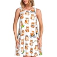 thumbnail image 1 of Easygdp Kawaii Shiba Dog para Vestido Transpirable de Mujer, Vestido Suelto de Manga Corta con Pliegues y Bolsillos para el Verano, 1 of 7