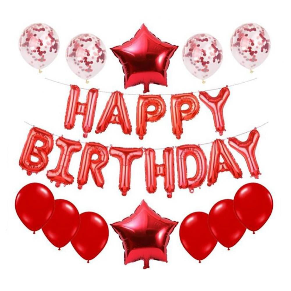 Happy Birthday Banner Decorations (Red), Balloons Party Sign Lights