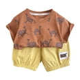 thumbnail image 1 of Odeerbi 0-6 Años Niño Niña Conjunto de Verano Estampado Dinosaurio Camiseta Manga Corta de Algodón Shorts Conjunto de Dos Piezas, 1 of 4