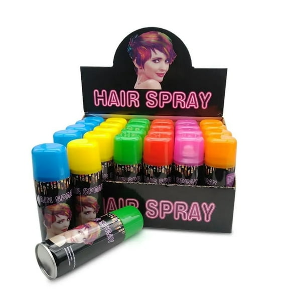 Temporary Hair Color Spray for Kids and Adults Hair Coloring Tool Kit Easy to Apply Hair Dye Spray 6 Colors Crazy Hair Neon Hair Dye Spray , 6 Cans 4oz