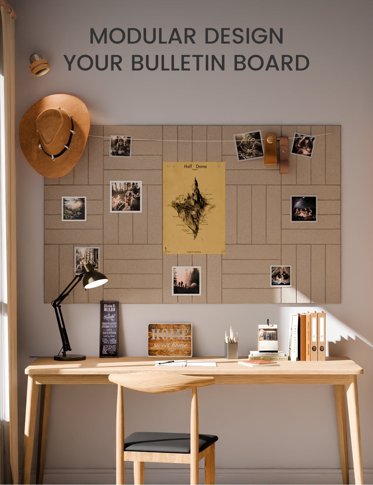 Fluxynara Large Felt Bulletin Board 36"x24" Cork Board Alternative - 6 Pack with 40 Safe Removable Adhesive Tabs, Cork Boards for Walls Felt Board for Home Office Classroom Pin Board-Taupe