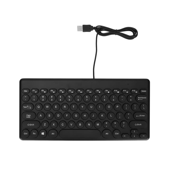 Teclado USB con cable, 78 teclas, diseño ergonómico, ahorro de energía, teclas redondas, resistente al desgaste, teclado pequeño estable y duradero