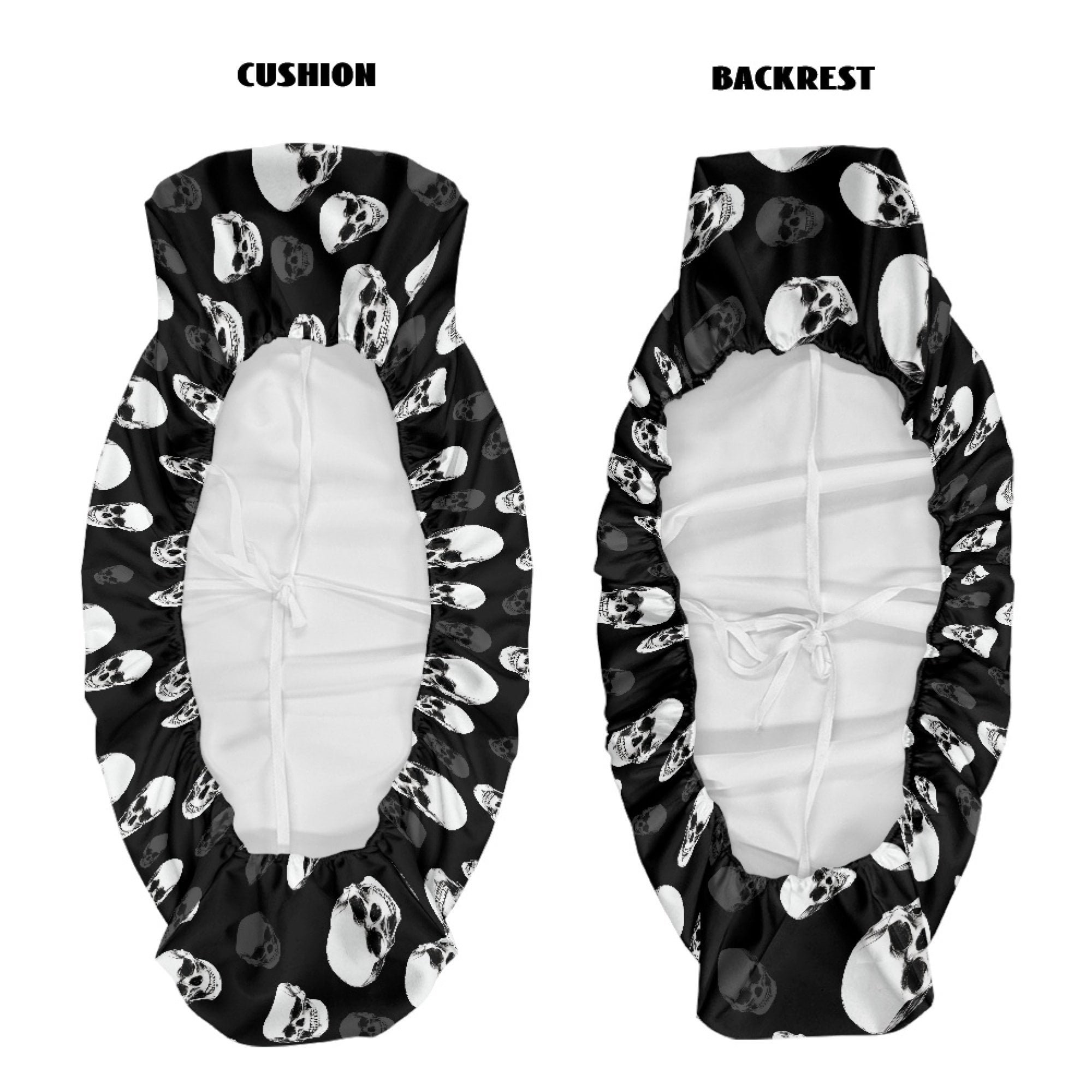 ZIATUBLES 2-Pack Waterproof UTV Seat Covers with Black Skull Print, Replacement Bench Seat Protectors Compatible with Kawasaki Mule 3000 3010, Wear-Resistant Polyester UTV Seat Decor Covers