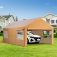 thumbnail image 4 of Tuekys Outdoor Adjustable Carport, Heavy Duty Car Canopy, Garage Boat Shelter Party Tent, Metal Steel Frame & Polyester Top Carport Shelter, 4 of 9