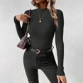 thumbnail image 3 of TRUBKH Fall Outfits for Women Mock Neck Top Long Lantern Sleeve Tunic Tops Blouse Layered Sweaters Fall Sweaters for Women Womens Thermal Tops Pullover Top Lightweight Sweater Teacher Black M, 3 of 6