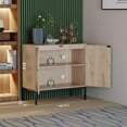 thumbnail image 6 of Brafab 63" Buffet Sideboard Cabinets, 4 Door Rattan Storage Cabinet Accent Entryway Chest Console Table Liquor Wood Cupboard for Dining Room, Living Room, Kitchen,63 X 31.5 X 15.75 Inches,Oak Color, 6 of 10