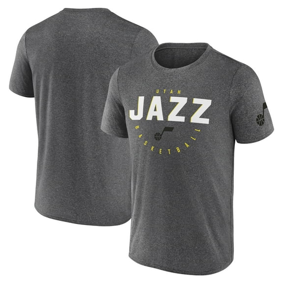Men's Logo Athletic Heather Charcoal Utah Jazz Block Practice Performance T-Shirt