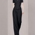 thumbnail image 3 of Ropa de mujer Estilo frío Ropa de mujer Traje de alta gama Verano Nueva moda Elegante Elegante Reductor de edad Slim-fit Negro Azul, 3 of 4
