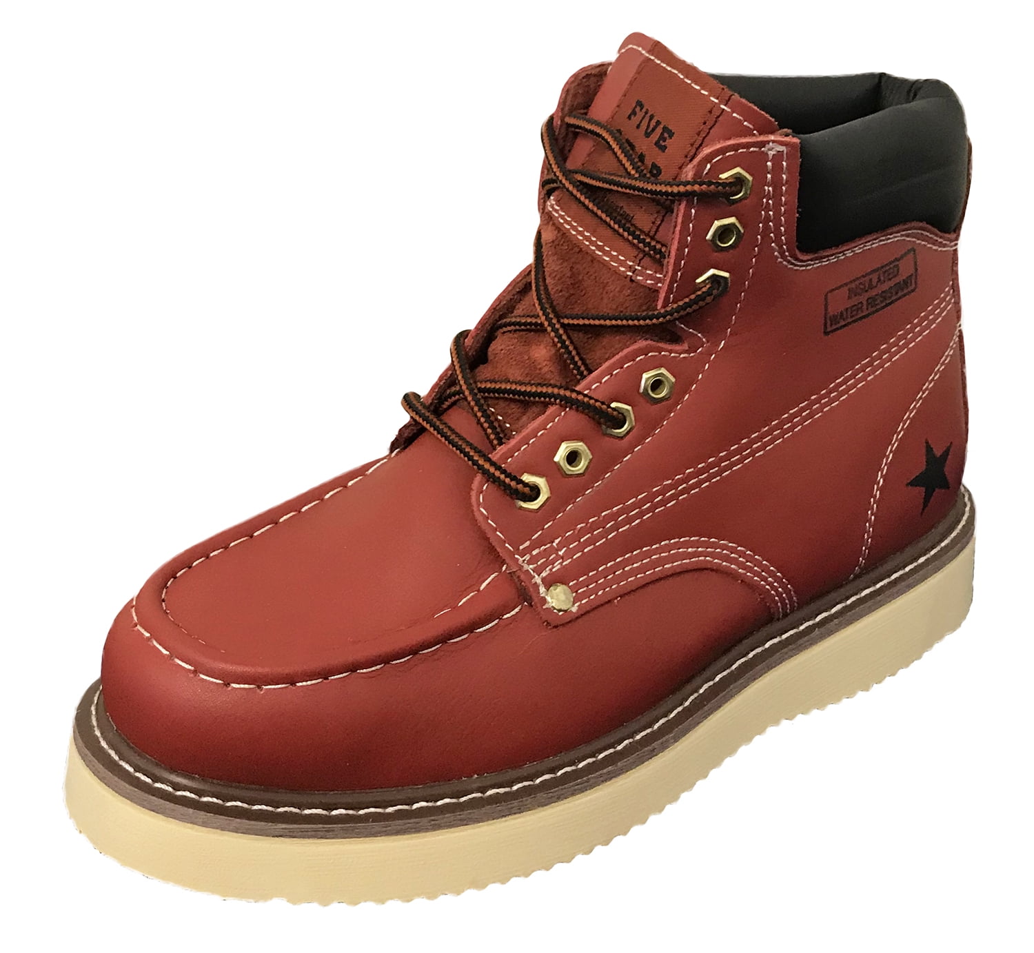 New Men's Light Brown 6" Moc Toe Leather WP Work Boots BA 655 Size 5-13 D, M 