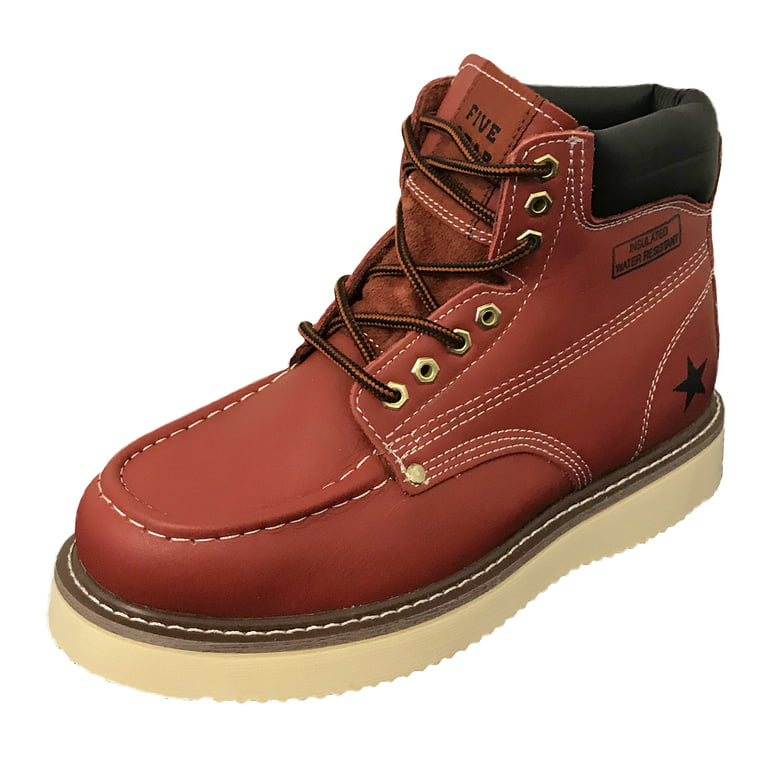 Men's Boots Genuine Leather Moc Toe 6" Wedge Tred Sole Roofing Work Fashion Water/ Oil Resistant Insulated - Walmart.com
