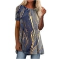 thumbnail image 1 of hoksml Vêtements d'Automne pour Femmes 2022 Mode Grande Taille Femme Décontractée Col Rond Imprimé Blouse Manches Courtes T-Shirt Tunique d'Été Hauts Liquidation, 1 of 5